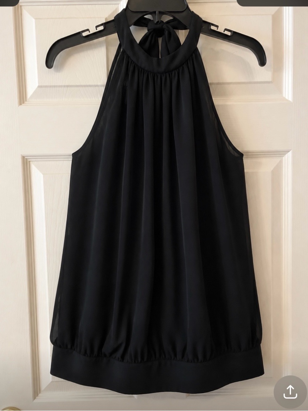 Ann Taylor Black Halter Tie-Back Blouson Tank